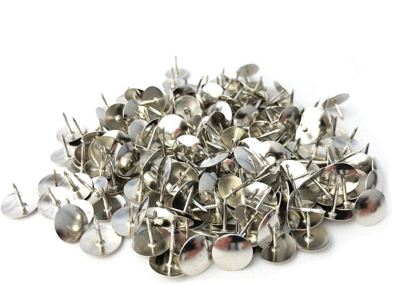 Klingy Thumb Tacks, Steel Thumb Tack, Silver Round Head Push Pins, Sharp Steel Points - Nickel-Plated Silver - 1000 Pcs - Image 1
